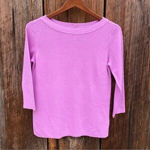 Talbots Lilac Cotton and Rayon Knot Sweater Size M gold decorative buttons NWOT